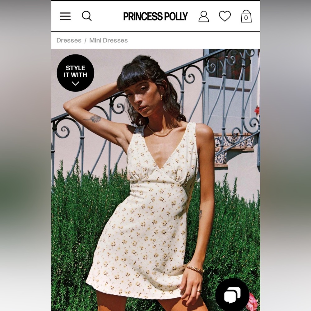 PRINCESS POLLY NELLIE MINI DRESS WHITE / YELLOW FLORAL